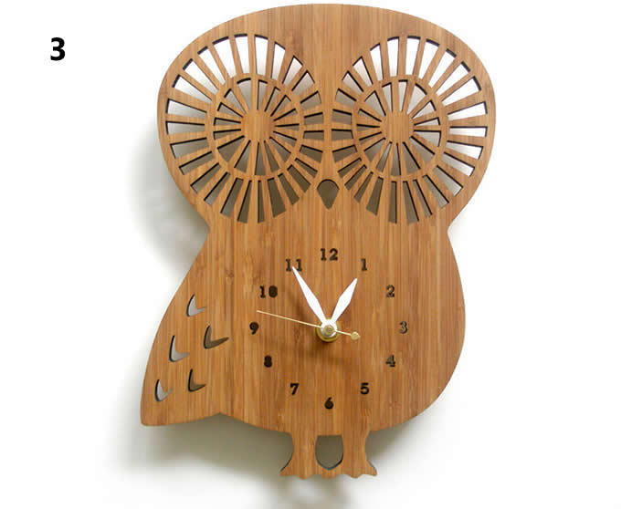 Bamboo Wood OWL Wall Clock