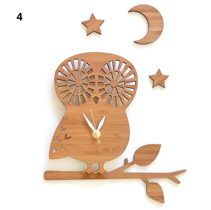 Bamboo Wood OWL Wall Clock