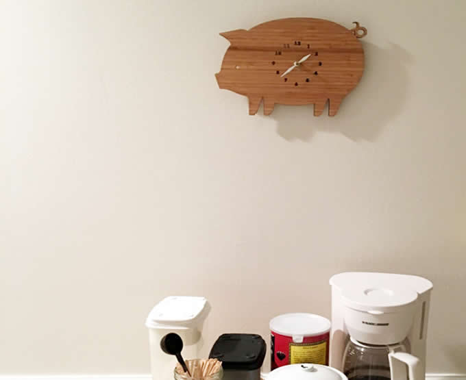 Bamboo Wood Pig Wall Clock