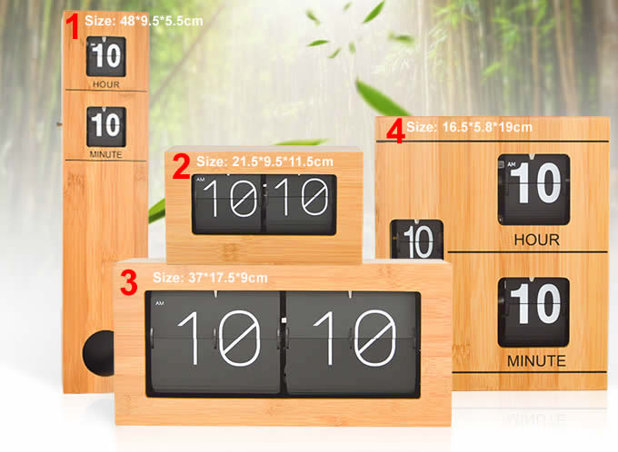 Bamboo Wooden Auto Flip Clock