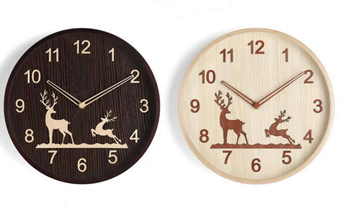  Beautiful elk christmas festival decoration wooden wall clock