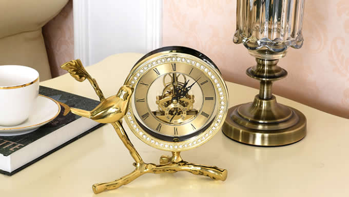 Bird Brass Desk Clock