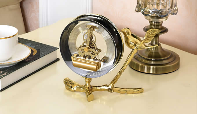 Bird Brass Desk Clock