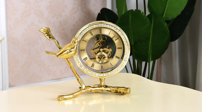 Bird Brass Desk Clock