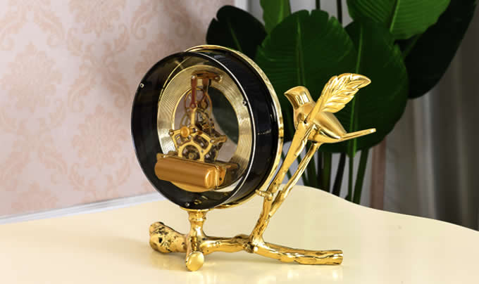 Bird Brass Desk Clock