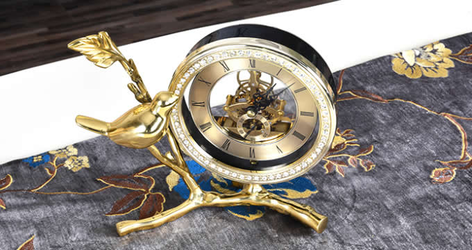 Bird Brass Desk Clock