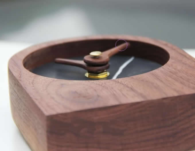  Black Walnut Wood Marble Desk Clock