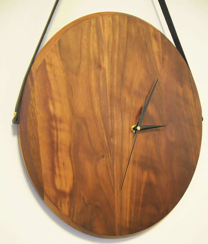 Black Walnut Wooden Wall Clock with Rope Hanger