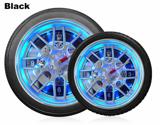  Blue LED Tire Wall Clock,Desk Clock