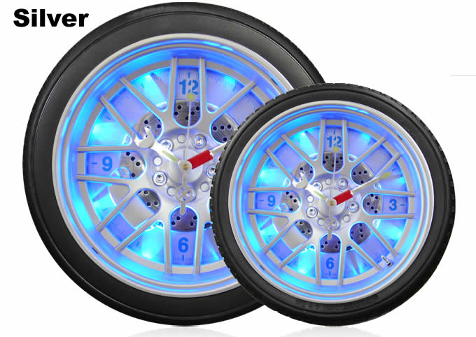  Blue LED Tire Wall Clock,Desk Clock