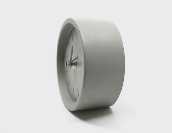 Concrete  Round Desk Clock