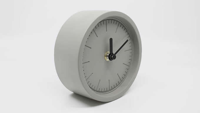 Concrete  Round Desk Clock