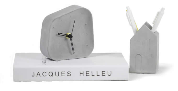 Concrete  Round Desk Clock