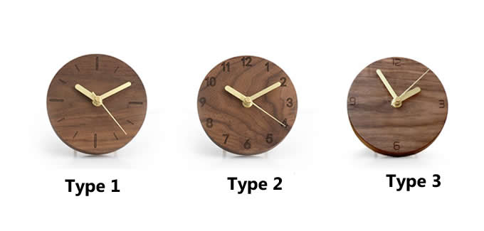 Handmade Black Walnut Wood Round  Silent Desk  Clock