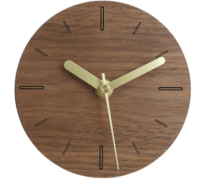 Handmade Black Walnut Wood Round  Silent Desk  Clock