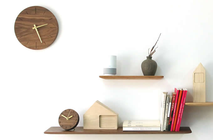 Handmade Black Walnut Wood Round  Silent Desk  Clock