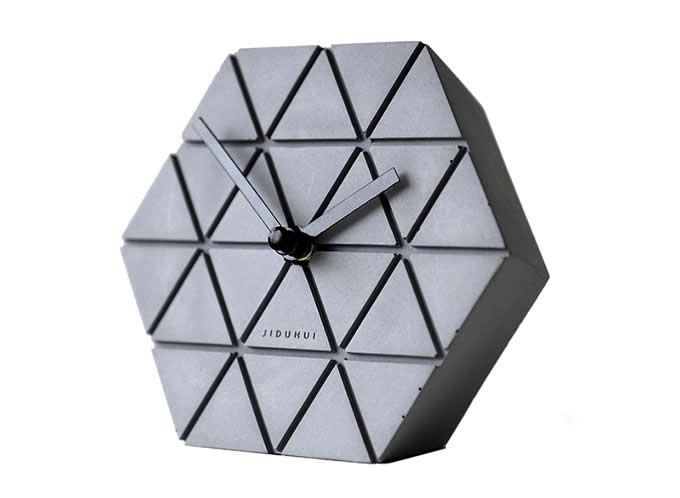 Handmade Concrete hexagonal Table Alarm Clock 