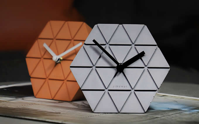 Handmade Concrete hexagonal Table Alarm Clock 