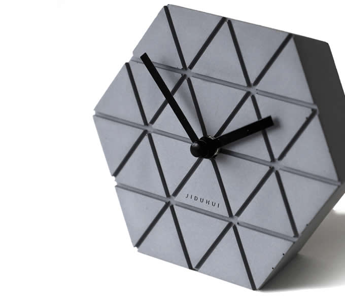 Handmade Concrete hexagonal Table Alarm Clock 