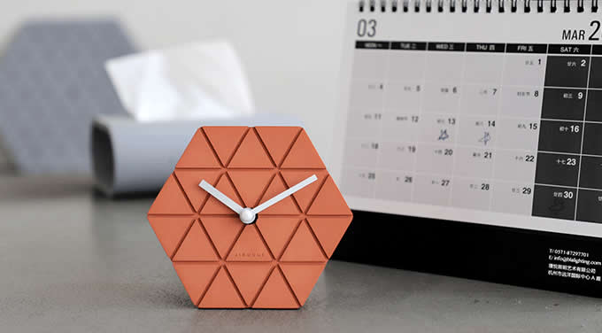 Handmade Concrete hexagonal Table Alarm Clock 