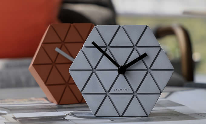 Handmade Concrete hexagonal Table Alarm Clock 