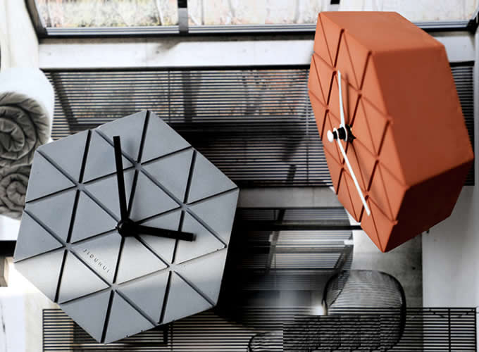 Handmade Concrete hexagonal Table Alarm Clock 