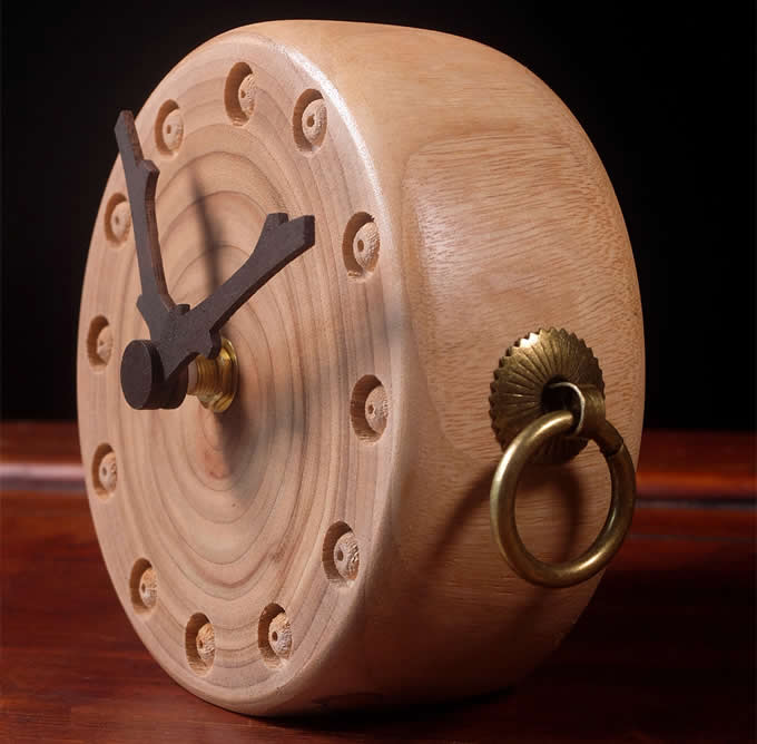 Handmade Wooden Art Desk Alarm Clock