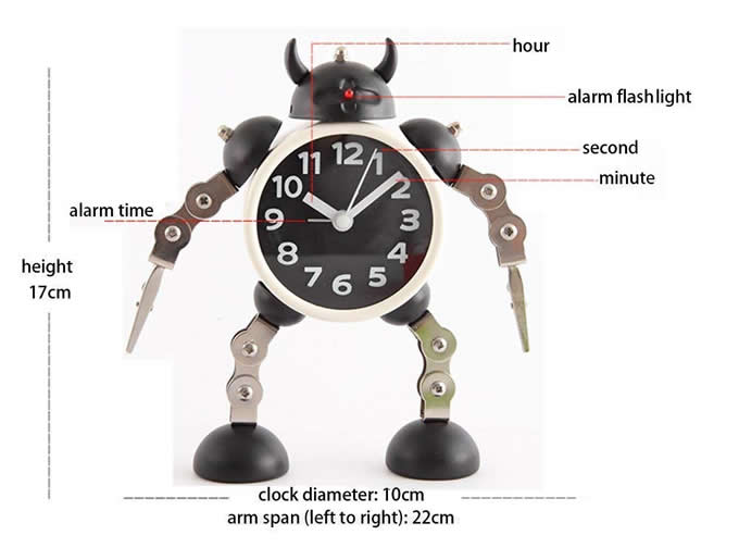  Metal Robot Alarm Clock