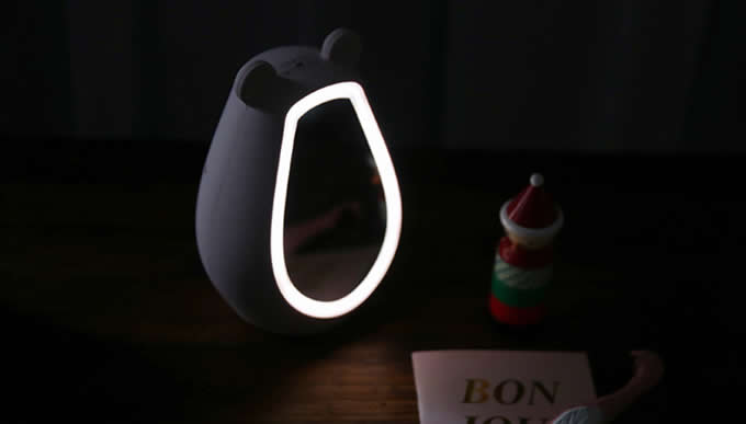 Portable  Bluetooth Speaker with Alarm Clock and LED Makeup Vanity Mirror