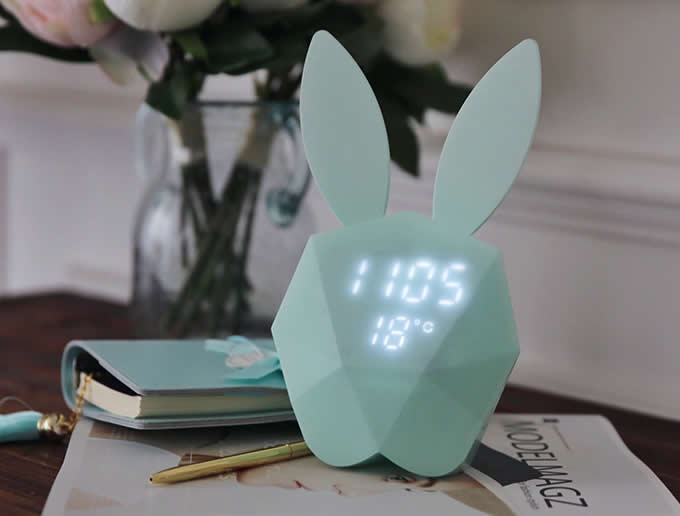 Portable Rechargeable Rabbit Clock with LED Night Light