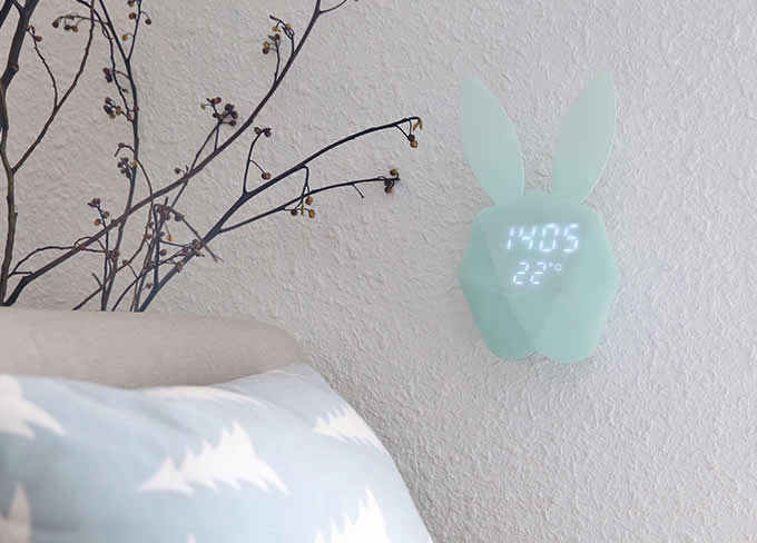 Portable Rechargeable Rabbit Clock with LED Night Light