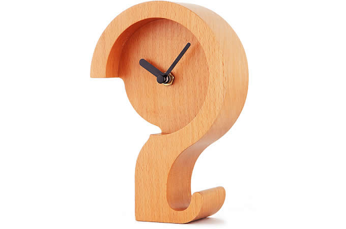  Question Mark Shaped Wooden Desk Clock Mobile Display Stand Holder