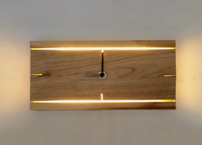   Rectangle Wooden Wall Clock With Led Night light