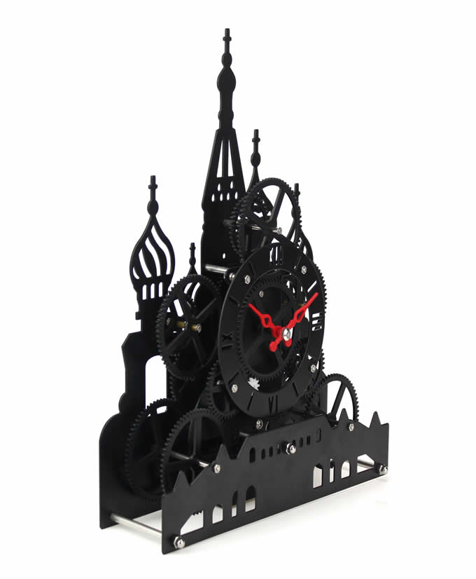 Red Square  Gear Desk Clock