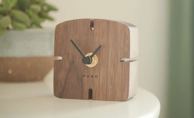 Simple Modern Black Walnut Wood Desk Clock