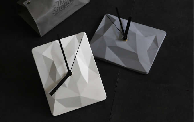  Solid Concrete Geometric Desk Clock