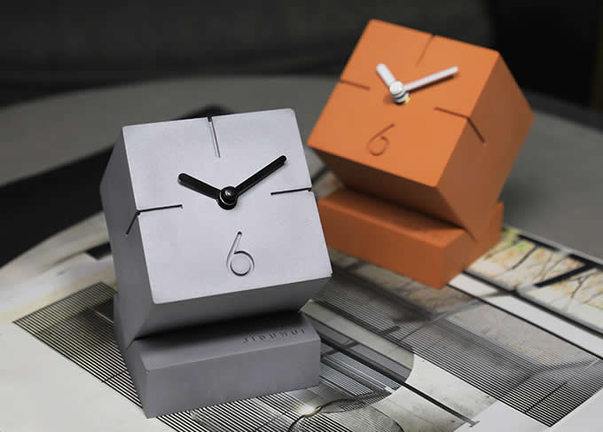 Vintage Concrete Cube Clock Retro Desktop Clock 