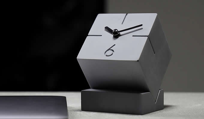 Vintage Concrete Cube Clock Retro Desktop Clock 