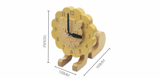  Wood Lion Desk Clock