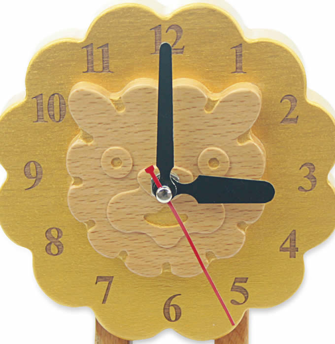  Wood Lion Desk Clock