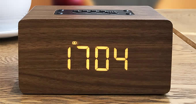 Wooden Bluetooth Alarm Clock Stereo Speaker 