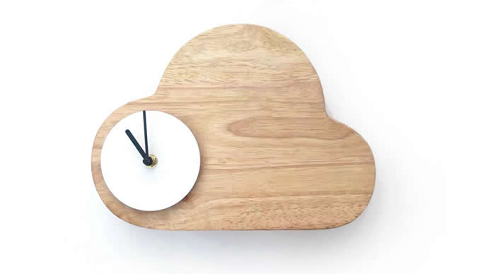 Wooden Clouds Led Night light With Wall Clock 