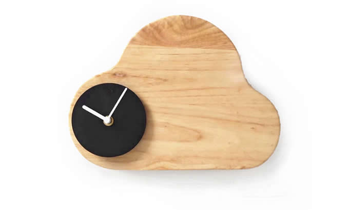 Wooden Clouds Led Night light With Wall Clock 