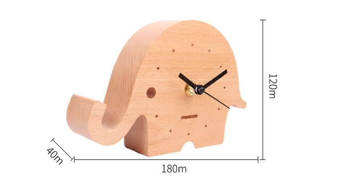 Wooden Elephant Desk Clock With Cell phone Stand