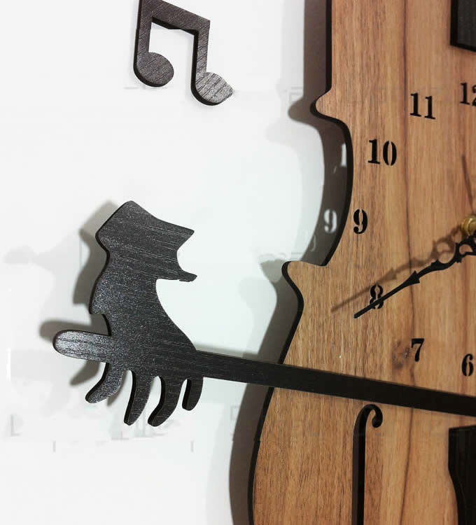  Wooden  Guitar Shaped  Wall Clock