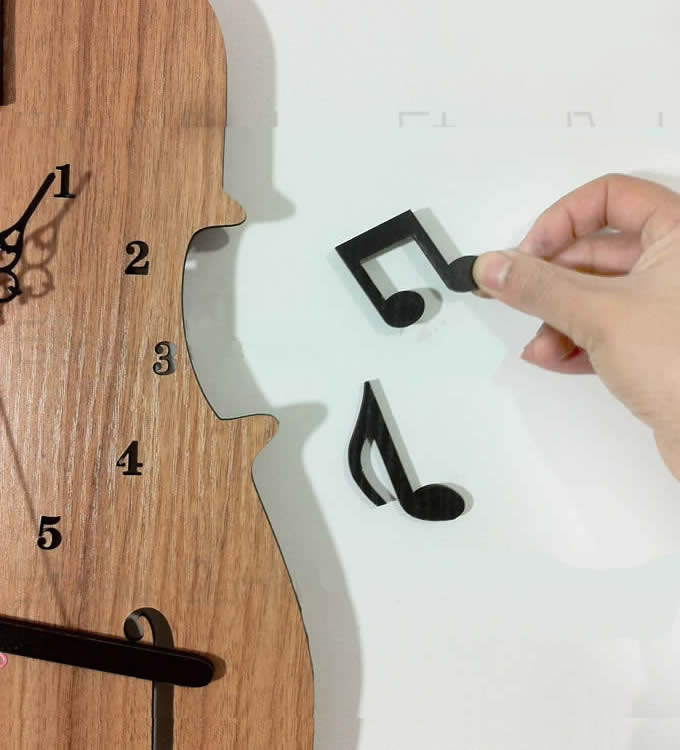  Wooden  Guitar Shaped  Wall Clock