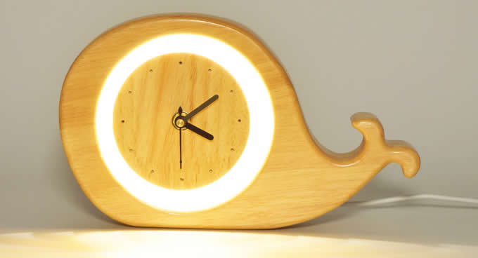 Wooden Silent Desk Alarm Clock with Nightlight