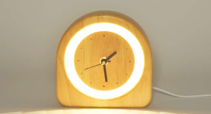 Wooden Silent Desk Alarm Clock with Nightlight