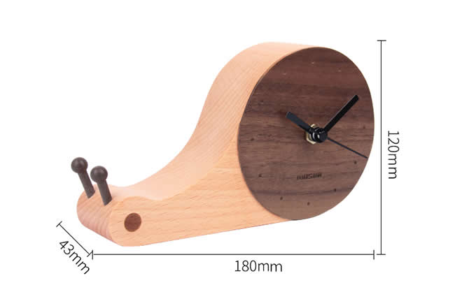 Wooden Snail  Desk Clock 