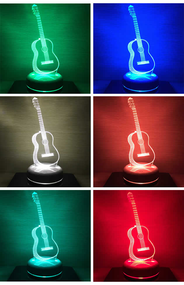 Beautiful colorful guitar night light warm gift